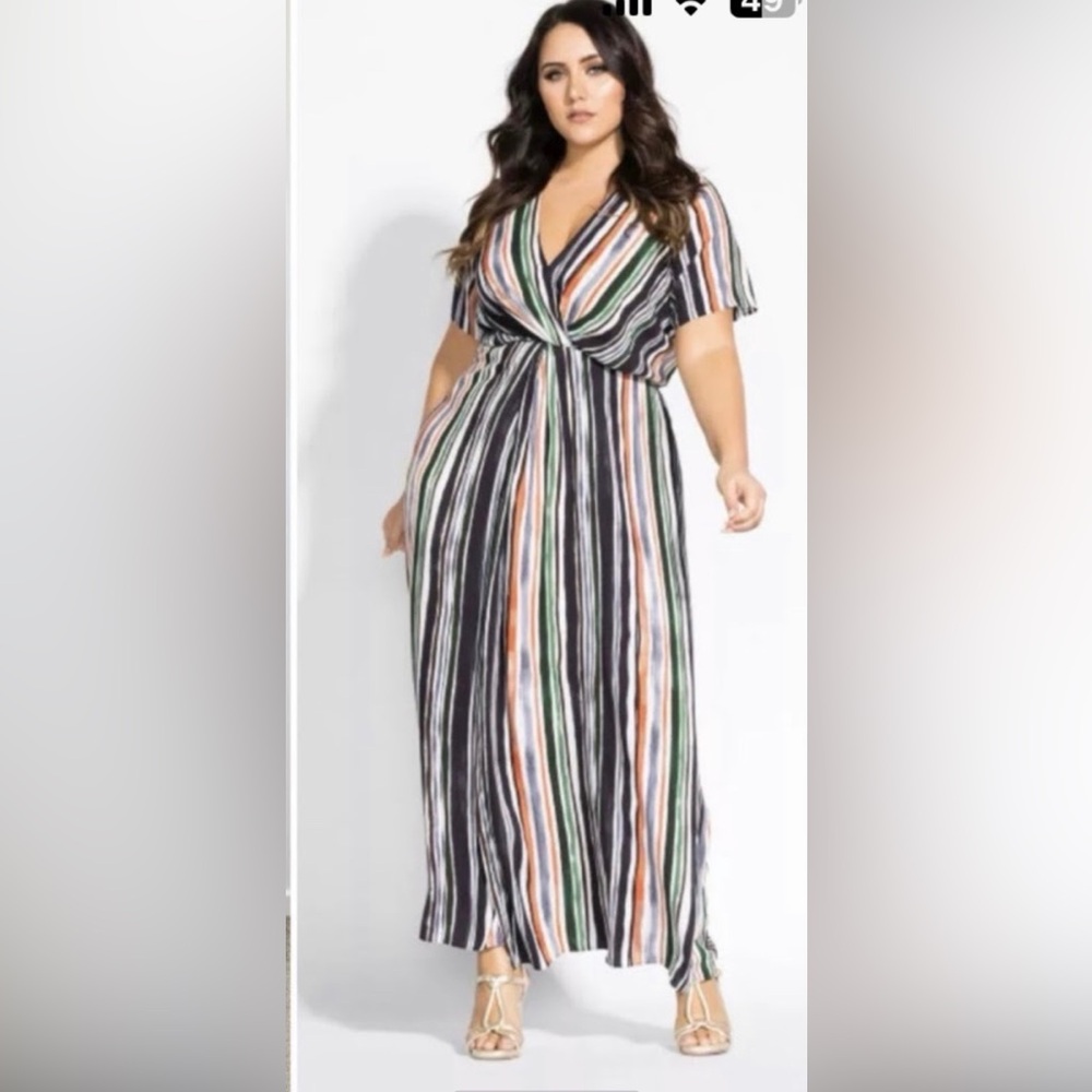 New City Chic Jungle Striped V-Neck Maxi Dress XL
Size 3X 🌺🌹🌸 BIN 123